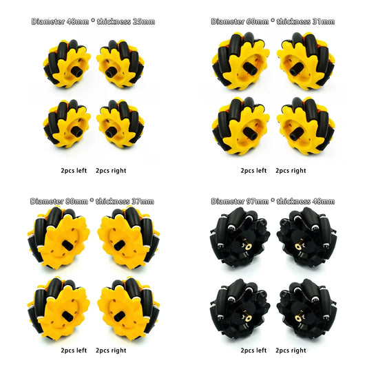 Omnidirectional Mecanum Wheels for TT Motor Robots with 6mm Bushings