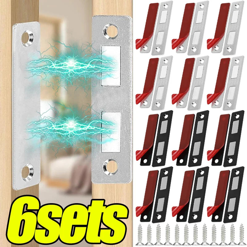 6/1sets Magnetic Cabinet Catches Door Stops Magnet Invisible Ultra-Thin Anti-Rust Door Magnet Suction with Screw Catch Hardware