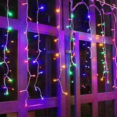 Christmas Icicle Light Decorations Outdoor Garden Street Droop LED Lamp Curtain String Fairy Garland for Eaves