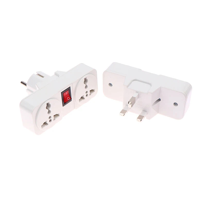 UK/EU Plug Adapter with Switch Universal Extension Socket 10A 250V