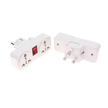 UK/EU Plug Adapter with Switch Universal Extension Socket 10A 250V