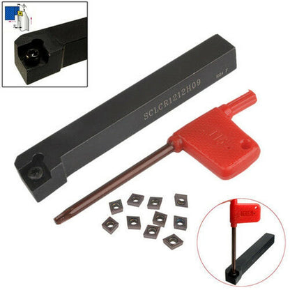 SCLCR1212H09 Holder Bracket Lathe Tool Cutter With 10pcs CCMT09T304-PM Insert 100mm Length 12mm Width Turning Tool Holder