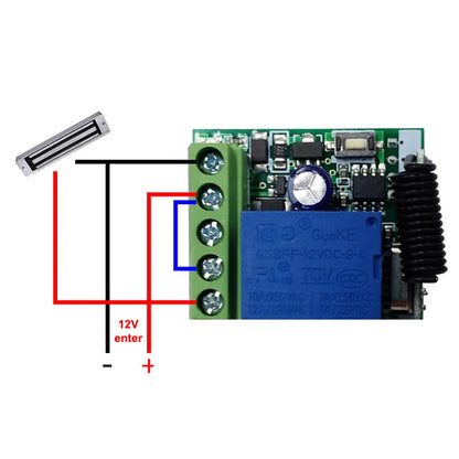 DC 12V 10A RF Relay Receiver 433mhz Wireless Remote Control EV1527 Learning Code Transmitter 2 bottons