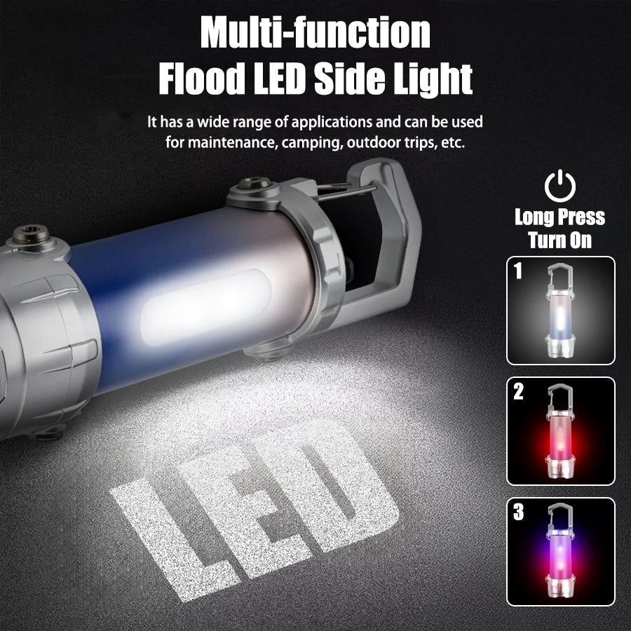New COB Keychain Work Light Rechargeable LED Flashlight Portable Hiking Light with Hook Waterproof Keyring Camping Pocket Lamp