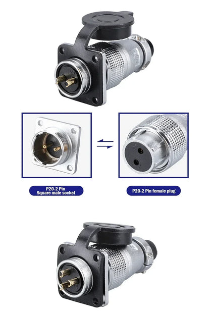 PLS20 WS20 TP20 Aviation Connector 20mm Opening Diameter 2-12 Pin Male Female Circular Plug Socket Metal Shell Waterproof IP67