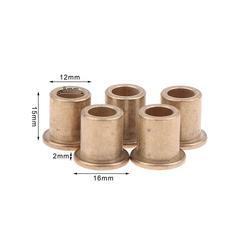 5Pcs Flange Bushing Copper Sleeve Inner Diameter 8MM Powder Metallurgy Oil Bearing With Edge Step Shoulder
