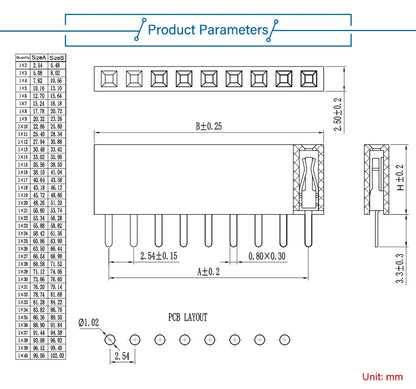 5PCS Single Row Female Pin Header Socket 2.54mm Pitch 1-40P Connector