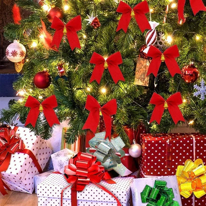 12/36pcs Christmas Bow Christmas Decorations For Home Gold Red Bowknot Xmas Tree Ornaments New Year 2024 Navidad Decor Supplies