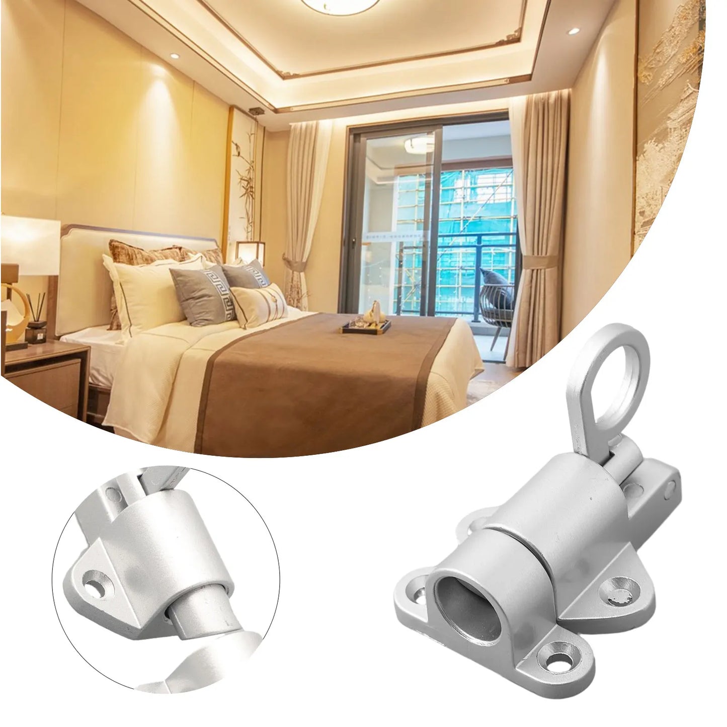 New Latch Bolt Garden Home Pull ring Bounce Gate Door Pull Ring Bounce Hardware Tool Useful Aluminum Alloy Screws