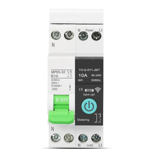 Smart WiFi Circuit Breaker Switch for DIN Rail Installation with Multi Function Timer and Real Time Energy Usage Insights