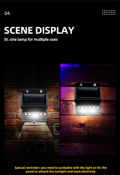 Mini Solar LED Wall Lamp with Light Sensor Waterproof Garden Light