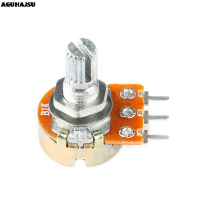 WH148 3-Pin Dual Stereo Potentiometer 15mm Shaft – 1K to 500K