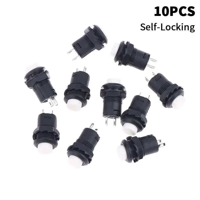 10pcs DS-428/427 12mm Push Button Switch – Self-Lock & Momentary Pushbutton Switch OFF-ON 1.5A/250VAC