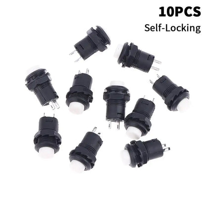 10pcs DS-428/427 12mm Push Button Switch – Self-Lock & Momentary Pushbutton Switch OFF-ON 1.5A/250VAC