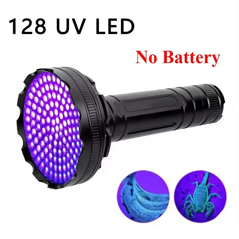 9-128 LED Ultraviolet Blacklight UV Light Lamp Detector for Dog Urine Stains Outdoor Waterproof 9-100 LED UV Flashlight Camping
