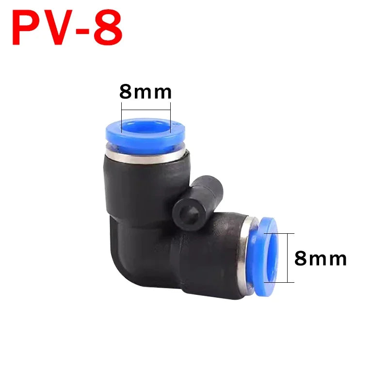 PV Elbow Pneumatic Quick Fitting 4/6/8/10/12mm Air Water Hose Push Connector Industrial Heavy Duty Leak-Proof Seal