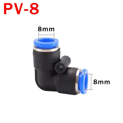 PV Elbow Pneumatic Quick Fitting 4/6/8/10/12mm Air Water Hose Push Connector Industrial Heavy Duty Leak-Proof Seal