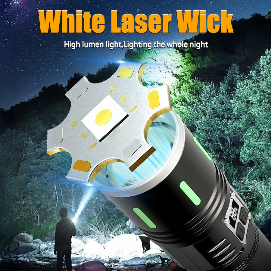 Super Powerful 19000000LM LED Flashlight Rechargeable Big Aperture Torch