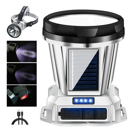 Solar LED Headlamp USB Rechargeable Super Bright Head Torch