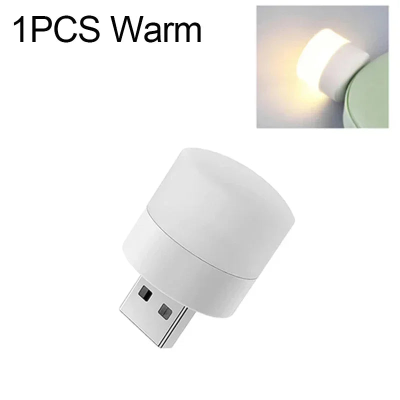 1-20PCS Mini USB LED Plug Lamp Portable Eye Protection Book Reading Light Small Round Car Bulb Computer Mobile Power Lamps