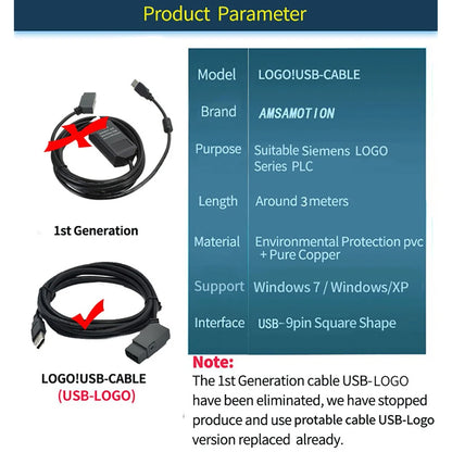 PLC Programming Cable LOGO USB-CABLE For Siemens LOGO 6ED1 057-1AA01-0BA0 Black PLC Programming Cable Electrical Wires