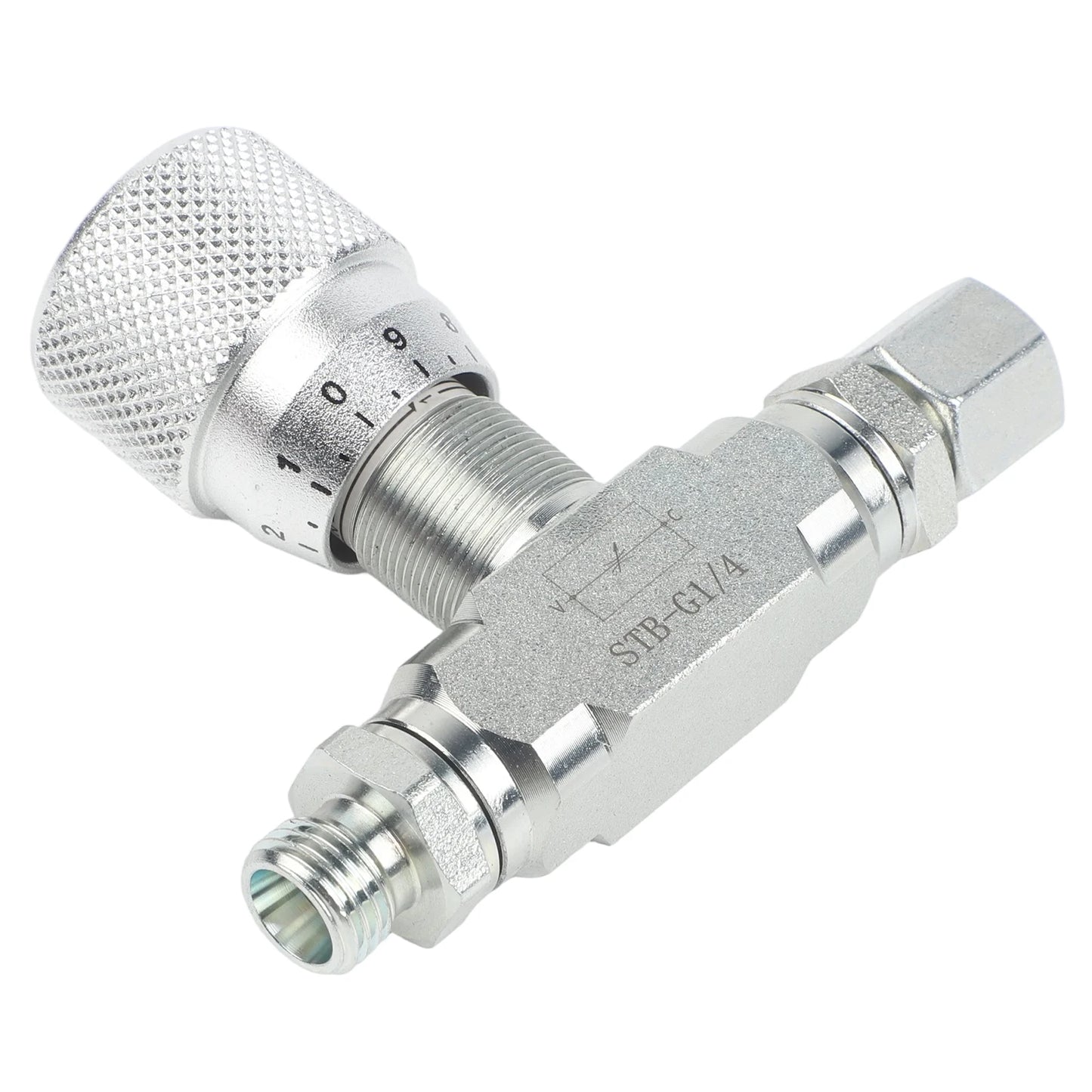 Two Way Throttle Valve with 08L Connector for Hydraulic and Pneumatic Circuits Carbon Steel Construction with NPT Female Thread