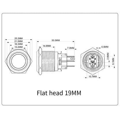 Control Systems Yellow Light Momentary Button Switch 12-24V Momentary Push Button Compact Push Button IP66 Push Button