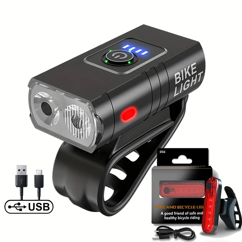 Rechargeable Bike Light Front Light Taillight Mini Night Safety Warning Lantern Bicycle Accessories for Night Outdoor Cycling