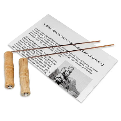 99.9% Pure Copper Divination Probes Rod with Wooden Handles, Round Copper Poles for Water Treasure