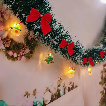 10M Christmas Decor Ribbons Garland Xmas Tree Hanging Pendent Ornaments Green Cane Tinsel Wreath for New Year Party Home Decor