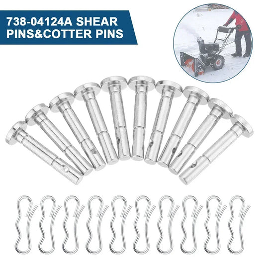 Shear Pins #738-04124A And Cotter Pins For Snowblower Set Metal 1/4" X 1-1/2" Snowblower Set Accessories