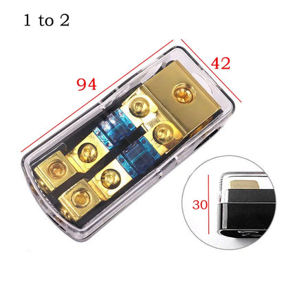 AGU 60A Fuse Holder Car Speaker 1 Into 2/3/4 Out Power Distribution Box Splitter with Fuse Core for Car Audio System