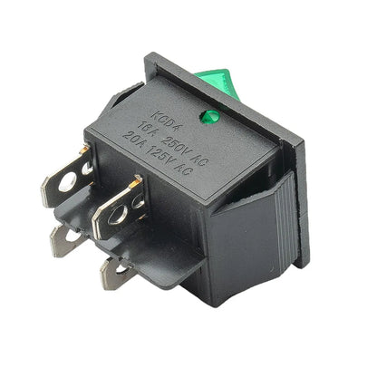 Rocker Switch 4 Pins DPST with Waterproof Cover Rated 16A 250VAC for Use in Industrial Machines and Electrical Appliances