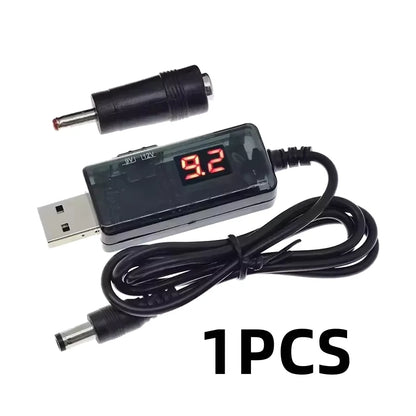 USB to DC 5.5mm/3.5mm Power Boost Cable 5V to 9V/12V with 3.5x1.35mm Adapter for Router, Modem, and Emergency Power Supply