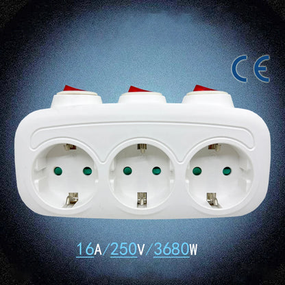 16A 250V Converter Socket For Home EU Standards EU Power Adapter Household Safety Independent Control Switches