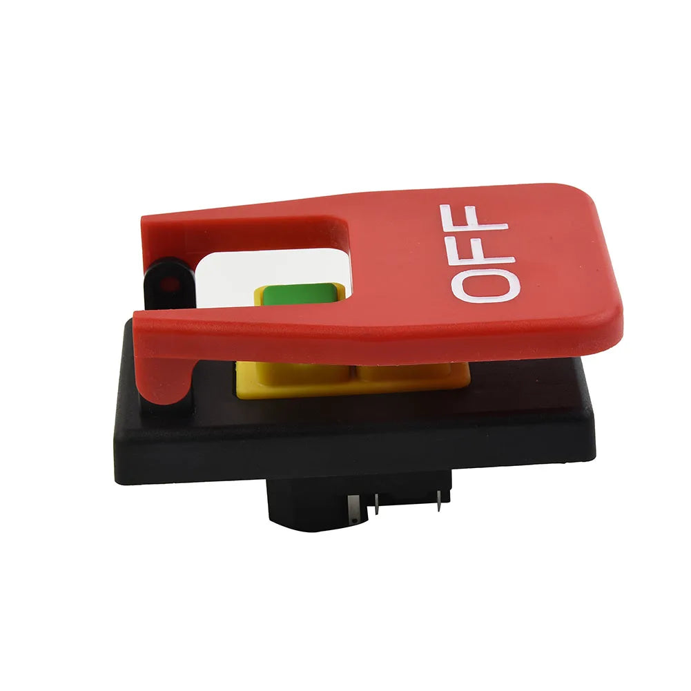 KJD17B16 Electromagnetic Push Button Switch 5Pin 240V with Safe Lock and Stop Cover for Lathe and Large Power Tools