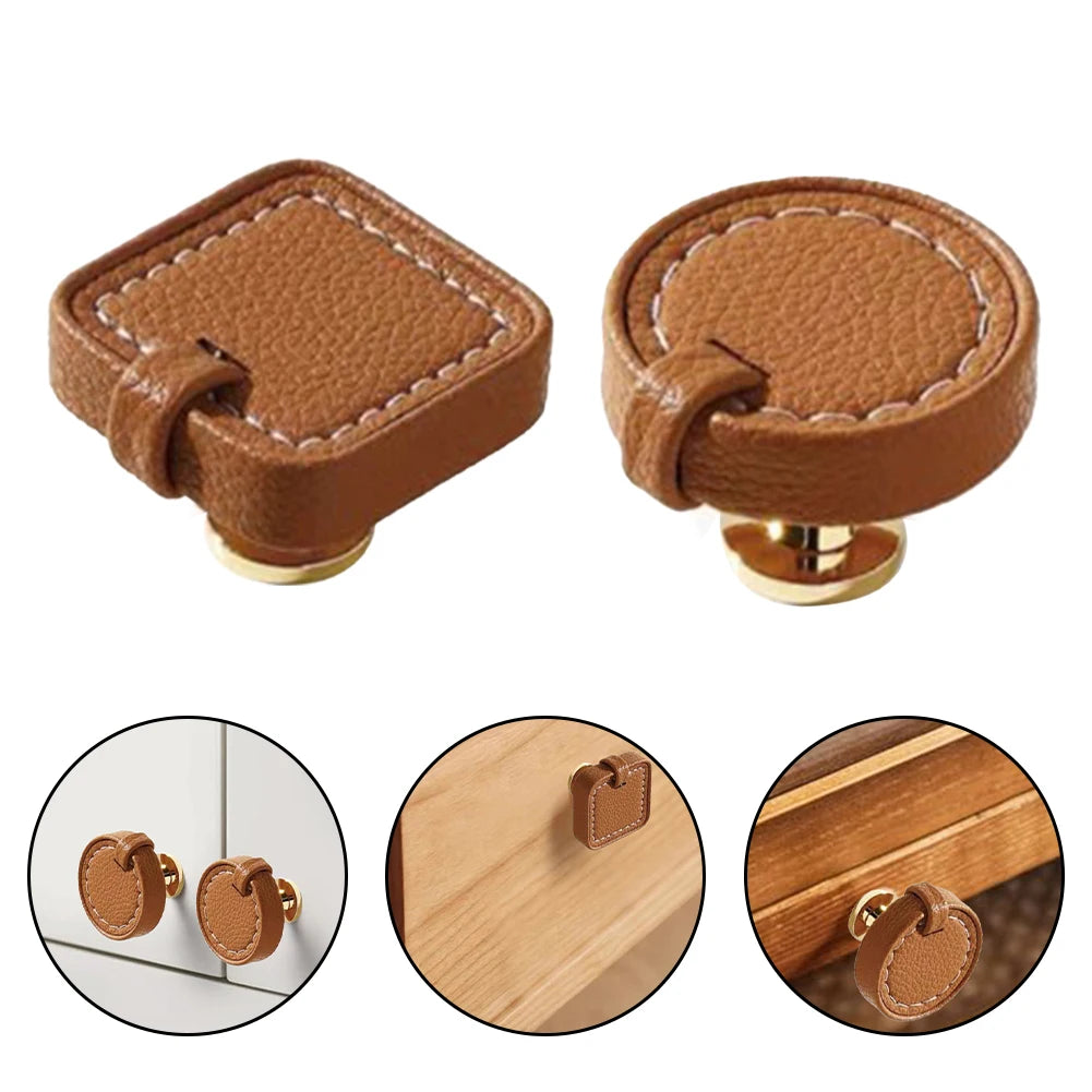 For Kitchen Cabinets Zinc Alloy Knobs Leather Drawer Pulls Stylish Furniture Pulls Sturdy Construction Stylish Furniture Accents