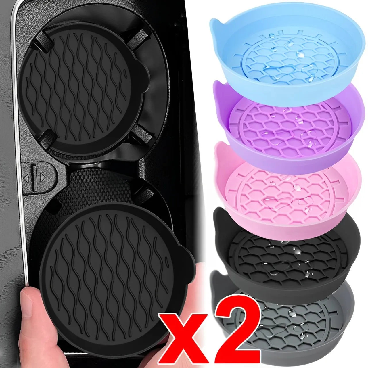 Non-Slip Car Coaster Universal Silicone Mat for Car Water Cup Auto Anti-Slip Cup Pad Drink Holder Mat Decoration Accessories
