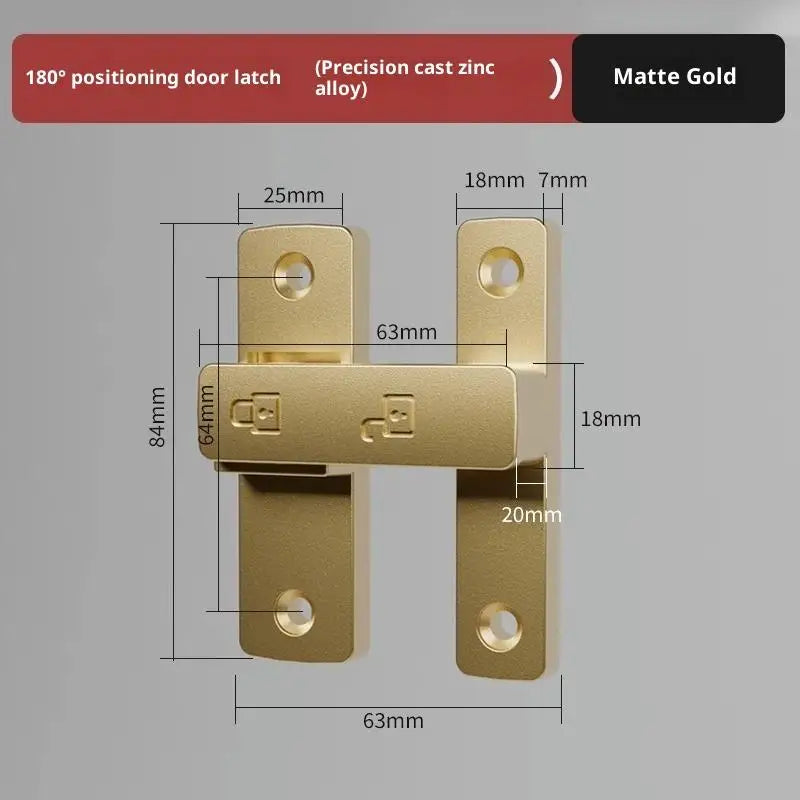 Latch Deadbolt Indoor Non-Punch Surface Mounted Door Lock Bathroom Sliding Door Buckle Snap Bolt Old-Fashioned Room Privacy Lock