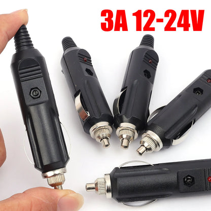 Long Nose Car Cigarette Lighter Plug 12V 24V DC Male Adapter with LED