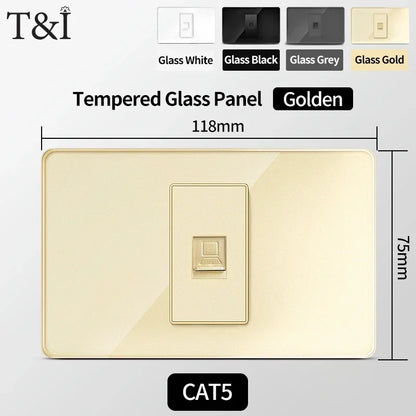 118-Style EU/CL Dual Socket with USB-C PD 20W Tempered Glass Italy & Chile Outlet for Home Office