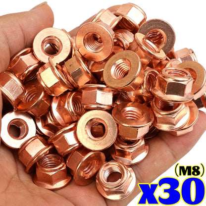 M8 Copper Exhaust Manifold Nut Flange Fastener for BMW Turbo Repair