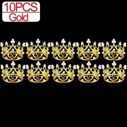 Wholesale Crown Cake Decoration Gold Silver Pearl Crown Topper Mini Princess Headwear Decoration Birthday Wedding Decor Supplies