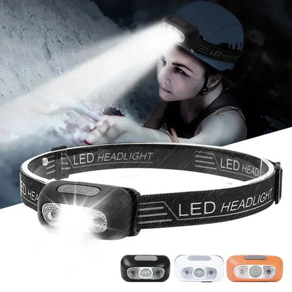 USB Rechargeable Mini Strong Light LED Sensor Headlamp Outdoor Waterproof Work Head Torch Camping Fishing Search Headlight