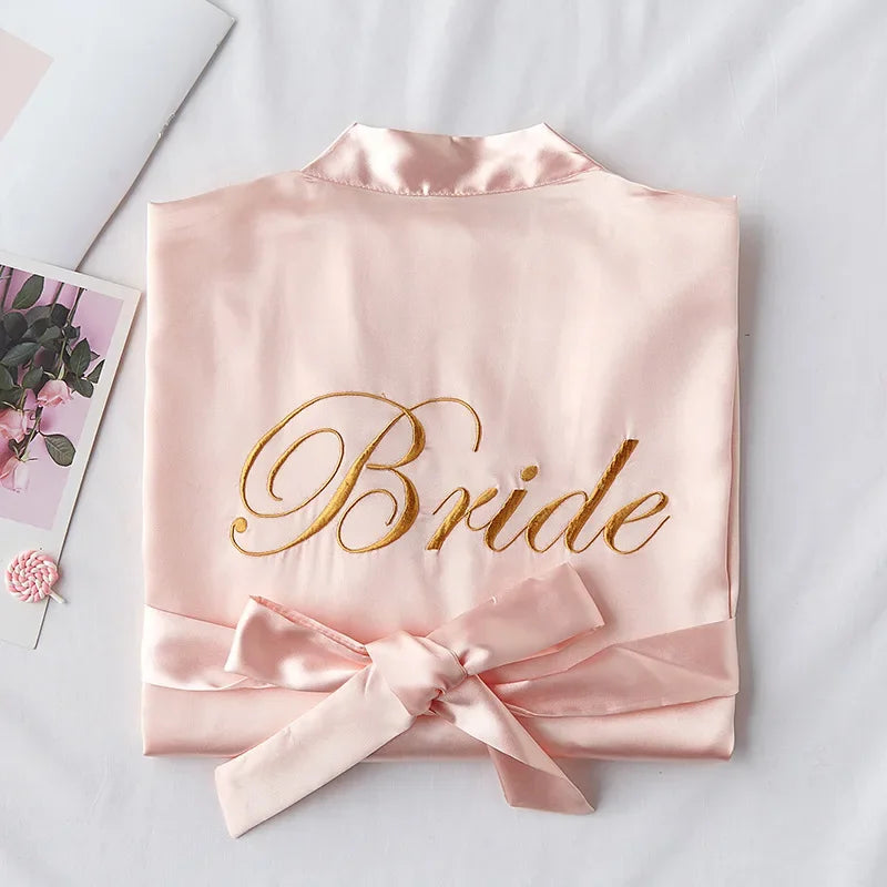 Bride To Be Team Bride Satin-Silk Robe Wedding Bridesmaid Robes Women Bridal Shower Bachelorette Party Gift