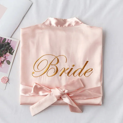 Bride To Be Team Bride Satin-Silk Robe Wedding Bridesmaid Robes Women Bridal Shower Bachelorette Party Gift