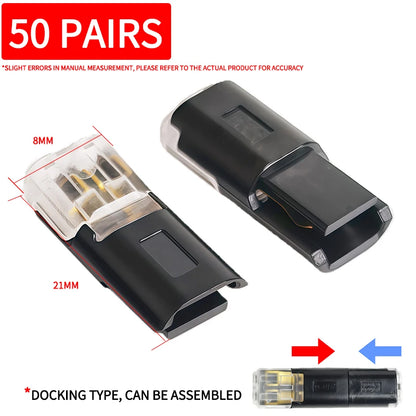 2 Pin Solderless LED Wire Connector Insulation Piercing Strip-Free Quick Plug Terminal for LED Light Cable Connection