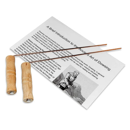 99.9% Pure Copper Divination Probes Rod with Wooden Handles, Round Copper Poles for Water Treasure