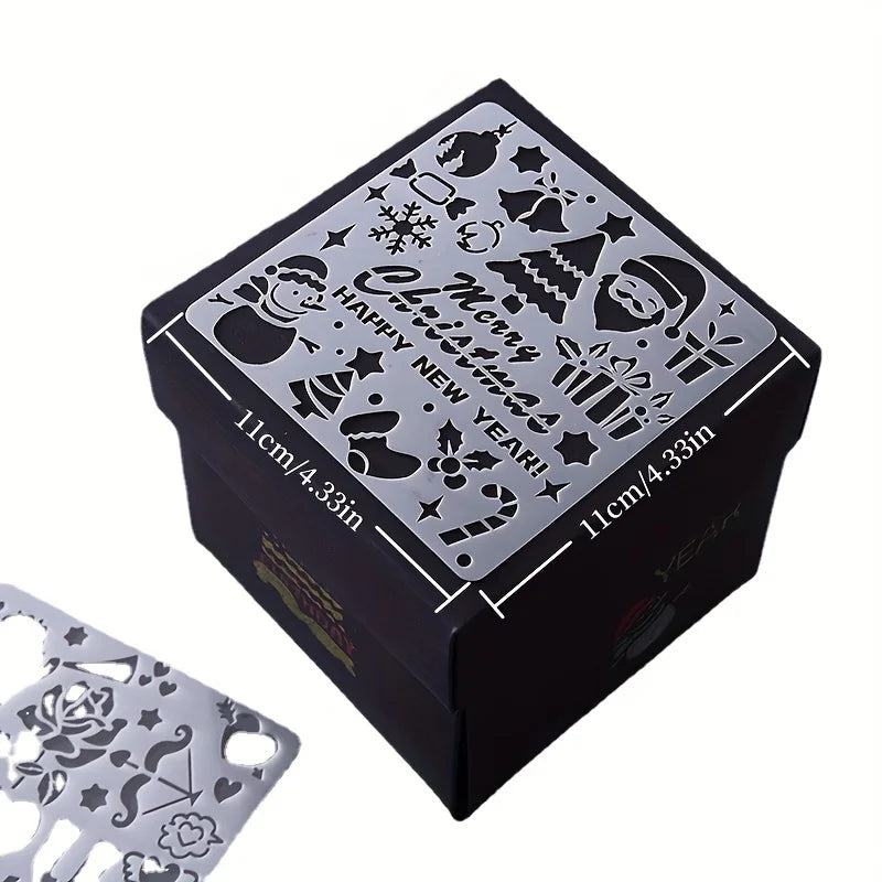5pcs/set square hollow template lace ruler painting DIY handmade greeting card graffiti template Christmas/Birthday/Love