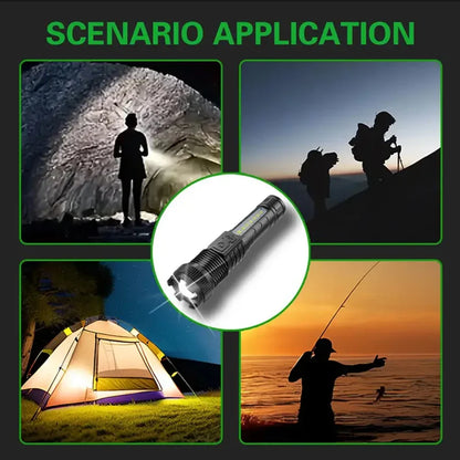 Type-C Rechargeable LED Flashlight High Zoom Torch Light